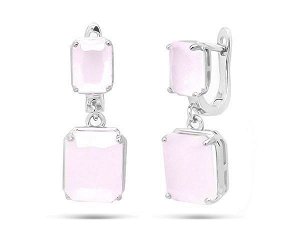 Серьги из серебра розовый кварц, МЦВ955