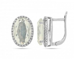Серьги из серебра лунный камень, МЦВ83