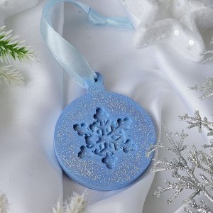 Гипсовое аромасаше AROMA BOX Снежинка голубая с блёстками
