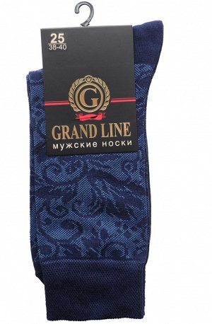 Носки мужские GRAND LINE (М-157, узоры), тёмно-синий/джинс, р. 25
