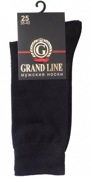 Носки мужские GRAND LINE (М-153, ромбы), чёрный, р. 25