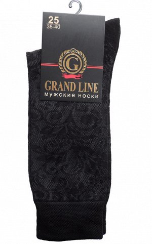 Носки мужские GRAND LINE (М-157, узоры), чёрный, р. 25