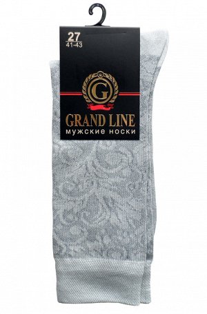 Носки мужские GRAND LINE (М-157, узоры), светло-серый, р. 27