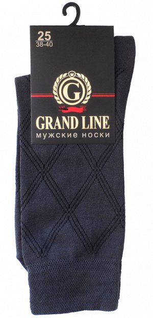 Носки мужские GRAND LINE (М-153, ромбы), графит, р. 25