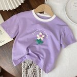 Футболка с коротким рукавом для  девочки с цветком