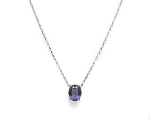 Колье из серебра танзанит выращ., Ю-50009р