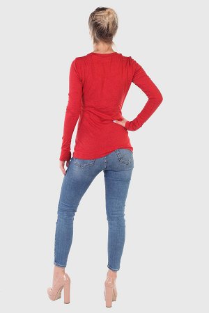 Красный женский реглан Panhandle Slim с аппликацией на груди – хватит носить скучные водолазки №3064