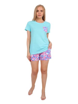 П673 Пижама футболка+шорты с карманами, р.44-54. Состав 100 % хлопок