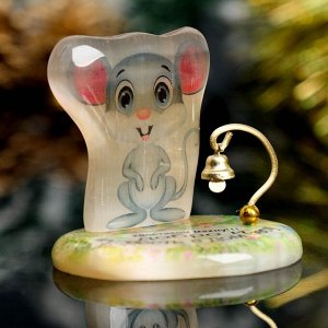 Сувенир Мышка на подставке с колокольчиком «Хвостиком махну,добро и мудрость в дом несу!», с