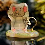 Сувенир Мышка на подставке с колокольчиком «Хвостиком махну,везение и удачу в дом несу», сел