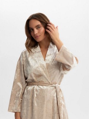 Пижама женская (жакет, брюки) KAFTAN Velvet, бежевая