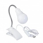Фонарь-лампа на прищепке с выключателем 6LED, пит. USB, 006