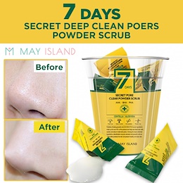 May Island 7 Days Secret Pore Clear Powder Scrub - Скраб для глубокого очищения пор с экстрактом алоэ, центеллой 5г ( 1 шт)