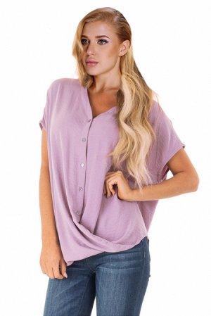 Розовая блуза-рубашка с имитацией запаха
