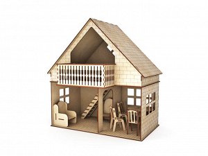 Кукольный домик с балконом мебелированный