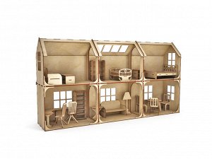 Модульный Кукольный домик 6 комнат с мебелью