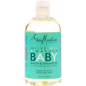 Shea Moisture, Шампунь и средство для купания для малышей с оливковым и маруловым маслом, Для очень сухой кожи, (384 мл)