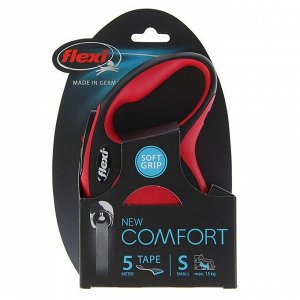 Рулетка Flexi New Comfort S (до 15 кг) лента 5 м, черный/красный