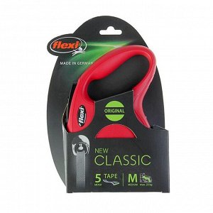 Рулетка Flexi  New Classic M (до 25 кг) лента 5 м, красная