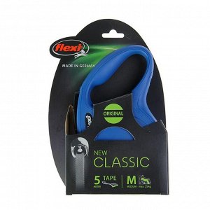 Рулетка Flexi  New Classic M (до 25 кг) лента 5 м, синяя