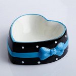 Миска керамическая с бантиком, 150 мл, 12,6 х 12,5 х 4,7 см, черная с синим
