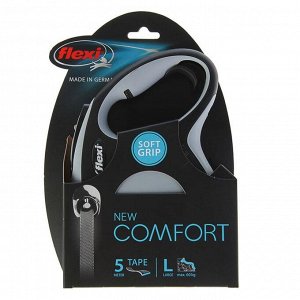 Рулетка Flexi New Comfort L (до 60 кг) лента 5 м, черный/серый