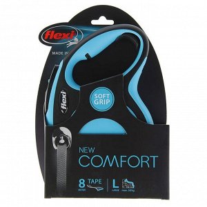Рулетка Flexi New Comfort L (до 50 кг) лента 8 м, черный/синий