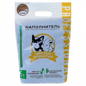 Наполнитель зерновой комкующийся "Чистые пушистые" аром.кокоса, гранула ? 2.5мм/2.7 кг/5л