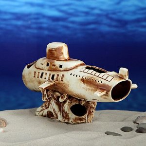 Декорация для аквариума "Подводная лодка", 11х38х17 см