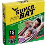 Спирали от комаров &quot;SuperBat&quot;, зелёные, бездымные, 15 шт