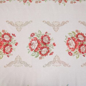 Клеенка столовая на ткани (рулон 20 метров), ширина 137 см "Цветы" толщина 0,3 мм