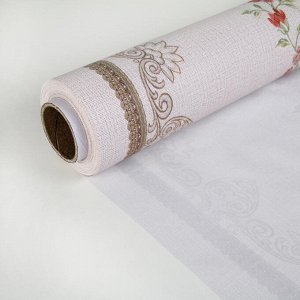 Клеенка столовая на ткани (рулон 20 метров), ширина 137 см "Цветы" толщина 0,3 мм