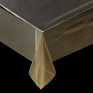 Клеенка ПВХ, ширина 137 см, толщина 0,16 мм, рулон 50 м, прозрачная с золотом