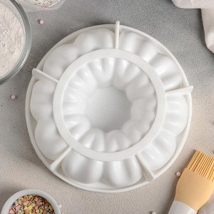 Форма для муссовых десертов и выпечки Доляна «Немецкий кекс», 19?5,5 см (внутренний d=17 см), цвет белый