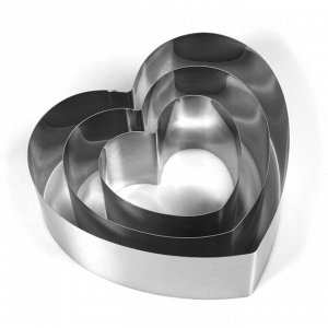 Набор форм для выпечки и выкладки "Сердце", 20 х 20 х 8,5 см, 3 шт.