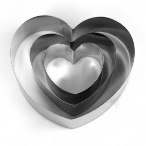 Набор форм для выпечки и выкладки "Сердце", 15 х 15 х 5 см, 3 шт.