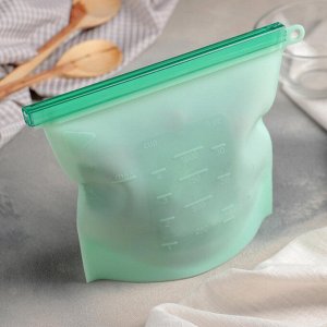 Пакет для хранения Доляна, силикон, 21,5?18 см, 1,1 л, zip lock, многофункциональный, герметичный, зелёный