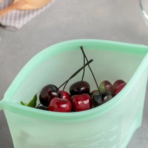 Пакет для хранения Доляна, силикон, 21,5?18 см, 1,1 л, zip lock, многофункциональный, герметичный, зелёный