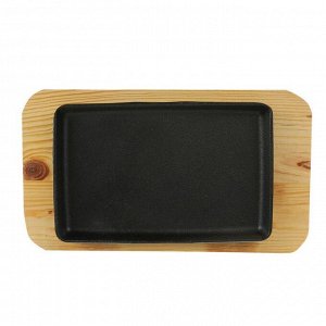 Сковорода «Прямоугольник», 21,5x14x2 см, на деревянной подставке