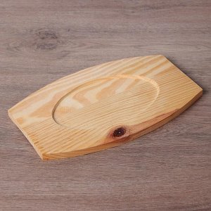 Сковорода на деревянной подставке "Овал. Гриль" 22,6х15,6 см