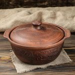 Горшок духовой &quot;Бархат&quot;, резка, с ручками, красная глина, 2.2 л