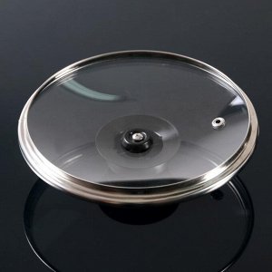 Крышка для сковороды и кастрюли стеклянная, d=16 см, с прикручивающейся пластиковой ручкой