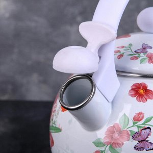 Чайник со свистком Доляна «Нарцисс», 2,2 л, фиксированная ручка, цвет белый