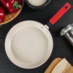 Сковорода 19 см &quot;Мрамор светлый&quot;, силиконовая ручка, антипригарное покрытие, цвет МИКС