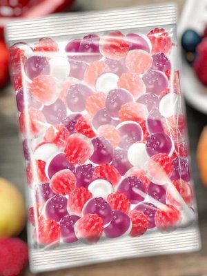 Мармелад жевательный «Mayama» с желейной начинкой со вкусом черники и малины со сливками (упаковка 0,5 кг)