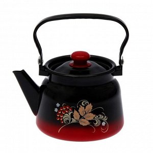 Чайник «Рябина», 2,3 л, эмалированная крышка, цвет красно-чёрный, МИКС