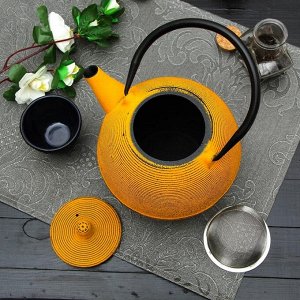 Чайник «Аман», 1 л, с ситом , с эмалированным покрытием, цвет жёлтый