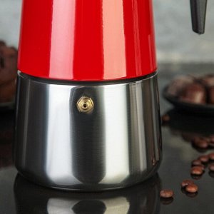 Кофеварка гейзерная «Итальяно», на 9 чашек, 450 мл, цвет красный