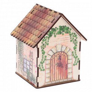 Чайный домик "Домик с цветами на балконе (лейка+лестница)" 15х10х10 см
