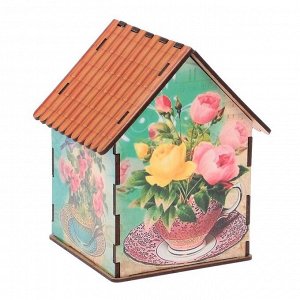Чайный домик "Домик с розами и птичками" 15x10x10 см